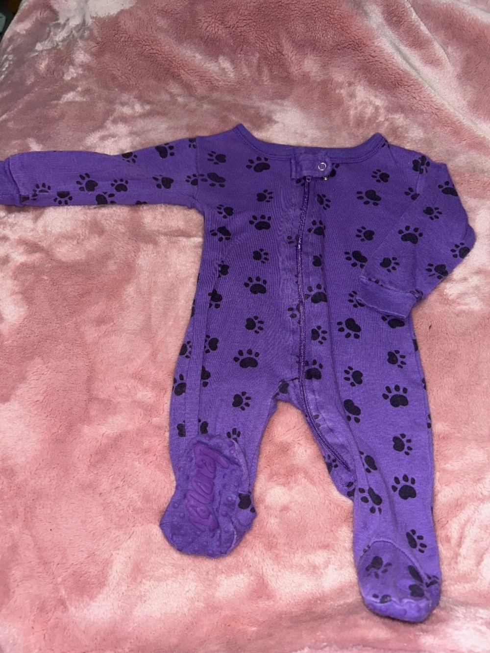 Purple paw print footie